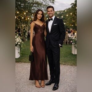 Reformation Serafina Silk Dress Mahogany NWT